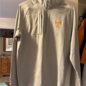 Gray Quarter-Zip Pullover with Orange Logo